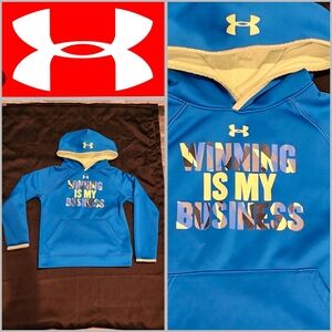 Under Armour Cyan/Lime Green Loose Cold Gear Hoodie Boys size YSM